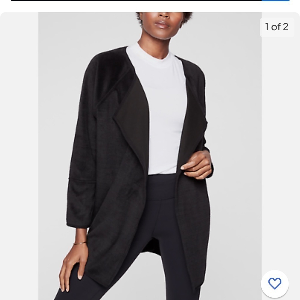Athleta Cozy Karma Asym Wrap Black Sweatshirt Cardigan Size XSmall